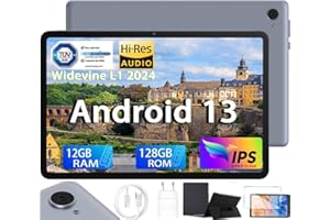 XUEMI Tablette Tactile 10 Pouces, Octa-Core 12Go RAM + 128Go ROM, (1To Extensible) WiFi Tablette Android 13 Certification GMS, 8MP + 5MP Caméras, 6000mAh Batteries, Type-c (Gris)