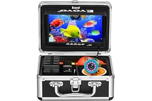 Eyoyo Underwater Fishing Camera EF07: Portable 7 inch LCD Monitor Fish Finder 1000TVL Waterproof Ice Fishing Camera 15m Cable 12pcs Infrared Lights for Ice, Lake and Boat Fishing