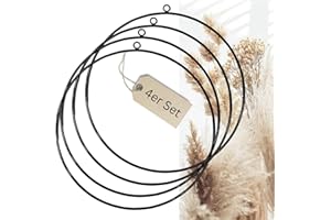 Bada Bing 4er Set Dekoring zum Hinhängen in schwarz - Metallring Ø ca. 33 cm ca. 5 mm dick - Vielseitige Dekoration für Trockenblumen - Ring zum DIY Basteln für Ostern Frühling