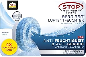 Pattex AERO 360° Neutral Tabs Nachfüllpack (4er-Pack), reduzieren Feuchtigkeit und schlechte Gerüche, Nachfülltabs für den Luftentfeuchter AERO 360°