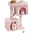 Feandrea Cat Tree, 101 cm Cat Tower, XL, Cat Condo for Extra Large Cats up to 20 kg, Large Cat Perch, 2 Cat Caves, Scratching Post, Jelly Pink PCT614P01