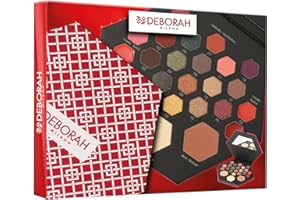 Deborah Milano - Trousse Set Regalo Donna Make Up Beauty Gift n.2 Small Toni Caldi, Include Palette di Ombretti, Gloss, Rossetti e Polveri Viso dai diversi Finish e Colori, in Carta FSC