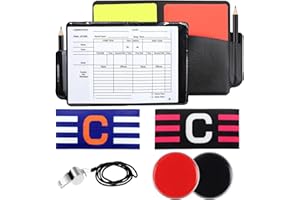 RobLuX 6 PCS Schiedsrichter Set Fußball Schiedsrichter Karten Mit 2 Schiedsrichter Pfeife 2 Kapitänsbinde Mit Rot Gelb Schiedsrichter Karte Tasche Punktebuch für FußBallspiel Schulsport