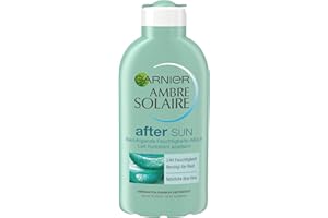 Garnier After Sun Lot de 3 flacons de lait hydratant apaisant après le bain de soleil avec aloe vera et ambre Solaire 3 x 200 ml