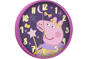 Kids Licensing | Peppa Pig Wall Clock | Children's Watch | Analog | Easy to Read | Learning The Hours | 25 cm Diameter | Easy Installation | Works with AA Batteries | Official License