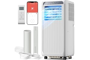 KOMORE Portable Air Conditioner 9000 BTU, 4-in-1 Air Conditioning Unit, Fan 2 Speeds & Cooling, Dehumidifier, Sleep Mode, Smart App WIFI & Remote Control, 24 Hour Timer, Window Kit