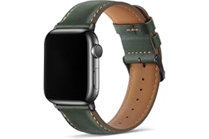 Tasikar Bands Compatible with Apple Watch Strap 42mm(Series 11/10) 41mm 40mm 38mm men Genuine Leather Replacement Bracelet Band Compatible with iWatch SE Series 11 10 9 8 7 6 5 4 3, Green
