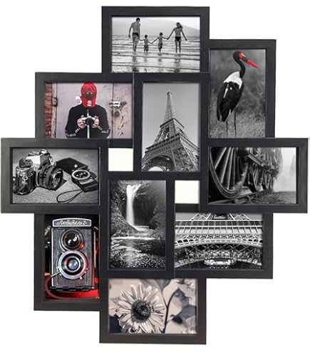 Rustic Photo Collage Board With 30 Clips & Blackboard - Wood Picture Display For Wall Decor, Carbonized Black - View #6