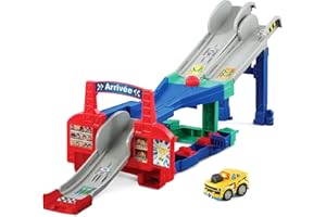 VTech - Tut Tut Bolides Série Pro, Multi Cascades Jump&Go 4 en 1 avec Voiture Jad Super Cascades, Circuit Voitures, 3 Zones Magiques, Cadeau Enfant de 2 Ans à 6 Ans - Contenu en Français