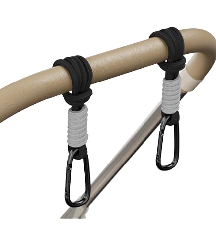 4 Ganci Passeggino Universali In Nylon E Pelle - Gancio Per Borse Fino A 20 Kg, Con Velcro Antiscivolo | Per Carrozzine, Biciclette, Sedie A Rotelle