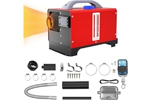 Aufun 8KW Calentador de Aire Diésel, 12 V Calefacción Estacionaria Diésel con Control Remoto, Interruptor LCD para automóvil RV Barco Camión Autocaravana Autobús (Rojo+Horizonte)