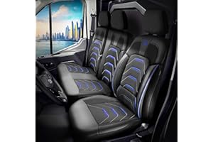 GIOVANNI BUTTI Housses de Siège Auto Universelles 2+1 pour Transit Custom (2016-2023) - Premium Sièges Avant Voiture Housse de Siège de Voiture en Lin Noir Bleu Housse de Protection Voiture Double