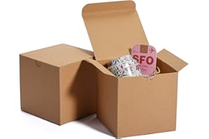 HOUSE DAY 50Pcs Boîte de kraft à cadeaux en papier avec couvercles, artisanat, Coffret cadeau pour demoiselle d'honneur 10x10x10cm (Brun)