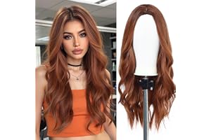 Esmee Long Ombre Auburn Peruker för kvinnor Naturlig syntetisk vågigt lockigt hår Peruk för daglig fest Cosplay Användning-26