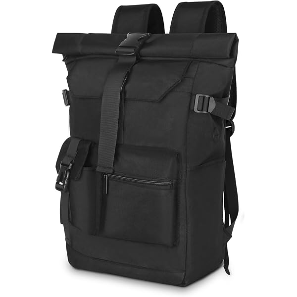 NEWHEY Rolltop Rugzak voor dames en heren, laptoprugzak, 17,3 inch, schoolrugzak, waterdichte dagrugzak, reizen, casual, wandelen, werk, rugzak