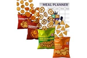 AETN Creations High Protein Crisp Snack Bundle – 12 Mixed Bags (Cheddar, Sea Salt, BBQ, Sour Cream & Chive) – Slim Fast Style Savoury Snack Pack with AETN Meal Planner Guide