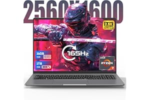DREAMFYRE Laptop Gamer PC 16GB RAM DDR5 1TB SSD 16'' 2.5K 165Hz AMD Ryzen 7840HS Processor(UP to 5.1Ghz) Computer with WiFi6 Bluetooth 5.2 USB 3.1 PD3.0(Keyboard Film Included)