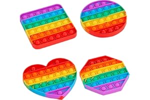 KICOSOADT Pop it,Pop it fidget toys antistress,l’arcobaleno popit Gioco,poppit elettronico per ridurre lo stress dei bambini e degli adulti,tabelline per bambini (Set Rainbow 4 pezzi)