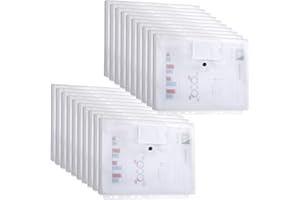 DATEFUN A4 Kunststoff-Ordnerbeutel, 20 Stück, 3D-Design, transparent, wasserdicht, hält 300 Blatt, für Büro, Schule (weiß)