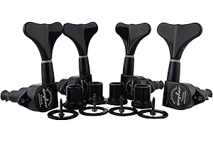 Guyker Guitar Bass Tuners (2R + 2L) - 1:17 Ratio Headstock Sealed Tuning Key Pegs Machine Head Replacement for Electric Jazz Bass or Precision Instruments - Black