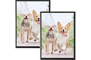 Weikani A3 cornice fotografica in alluminio nero, 2 Pack-29.7x42cm cornice per immagini Plexi-vetro, cornice di certificato per montaggio a parete o display da tavolo, set di 2