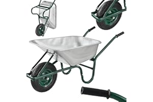 Brouette Juskys Garden | Volume de 100 litres| 210 kg | Pneus à air avec Jante en métal | Cuve galvanisée | Jardin brouette à Pousser brouette de Transport
