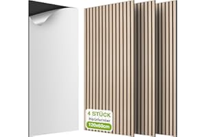 JSSZWYP AKK-STAVE Akustikpaneele Holz 2,88m² 120x60cm 4er Set 3D Wandpaneele Holzoptik - schallabsorbierende Wandverkleidung Akustik paneele, selbstklebend für Wohnzimmer und Schlafzimmer (13# Klassik Eiche)