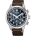 Citizen CA4420-13L Chronograph Watch with Leather Strap for Men, Blue/Brown