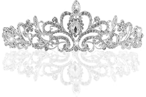 EMMEXX Kryształowa diadem, diadem, opaska na czoło dla panny młodej, dla druhny, diadem kryształowym, korona ze strasu, diadem, opaska na czoło na wesele (srebrna), Kryształ górski, stras, stras.