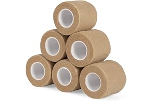 SAGAFLY Haftbandage Verband Selbstklebender 5cm x 4,5m, Fixierbinde Selbsthaftend Kohäsive Bandage für Erste Hilfe Dog Tierarztwickelband Sport Elastische Binde für Handgelenk, Füße (Hautfarbe, 6 Rollen)