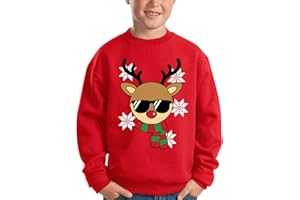 BesserBay Dziecięcy sweter z okrągłym dekoltem Święty Mikołaj nadruk unisex bluza 110-164