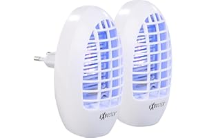 Exbuster Blaulicht gegen Mücken: 2er Set Steckdosen-Insektenvernichter mit UV-Licht, für Räume bis 20m² (Blaulicht Stechmücken Stecker, Blaulicht Mückenstecker, Insektenvernichtung)