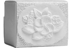 EARTH MEMORIALS The Favorite Place® Burial Biodegradable Urn for Human Ashes, (Small Flowers at Peace), Water Burial Urn, Urn for Cremation, Cremation Urn, (Flowers on White Metallic Embossed Paper) R-201