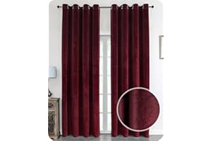 BEAUTEX Samt Vorhang Ösen Verdunkelung Gardine Velvet Blickdicht, 140x225 cm (Breite 140 cm, Höhe 225 cm, Bordeaux)