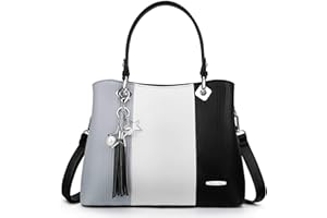 Pomelo Best Bolsos de Mujer, Bolso Señora Tote Multicolor Rayas PU Cuero Con Flecos Bolso Hombro Bolso Shopper perfecto para Trabajo, Diario Vida, Navidad y Fiesta ect