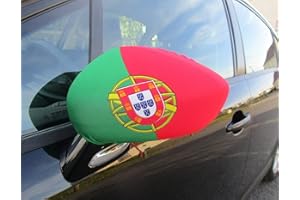 KONTARBOOR *** Coupe du Monde FIFA 2018 Russie *** Portugal Pack de 2 Housses Standard Drapeau Portugais pour rétroviseur de Voitures + 2 Mini Stylets tactiles Noirs pour Smartphone