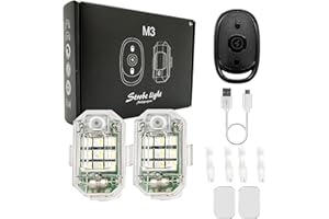 BSOMAM 2PCS Wireless LED Strobe Light,USB Rechargeable High Brightness Wireless Remote Control Anti-Collision Strobe Lights,Waterproof Car Emergency Strobe Warning Light for Motorcycle,Car,Bike,Drone