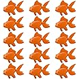 FUIPVGI 15 Pcs Artificial Aquarium Fishes Artificial Moving Fishes Plastic Artificial Floating Fishes Lifelike Fish Ornament Fake Fish Ornament Decor Tank Terrarium Decoration for Fish Tank (Orange)