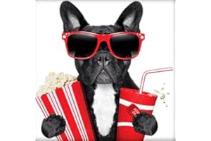 MXJSUA DIY 5D Diamond Painting Kit de taladro redondo completo Rhinestone Picture Art Craft para decoración de la pared del hogar 30x30 cm Bulldog negro con palomitas de maíz y cola