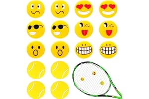 ‎XOELLE XoeLLe 16 Stück Silikon Dämpfer Tennisschläger, Happy Face Tennis Dämpfer, Lustige Vibrationsdämpfer Tennisschläger, Tennisschläger Kinder, Tennis Zubehör