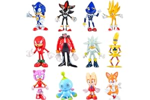 ZeYou Sonic The Hedgehog Figura de Acción,Toppers Tartas Infantiles,Pack 5 cm 12pcs Figura Sonic,Tails,Knuckles,Robotnik,Buzz Bomber,Shadow,Color Figuras con Preciosos Detalles, para Niños con 3 años