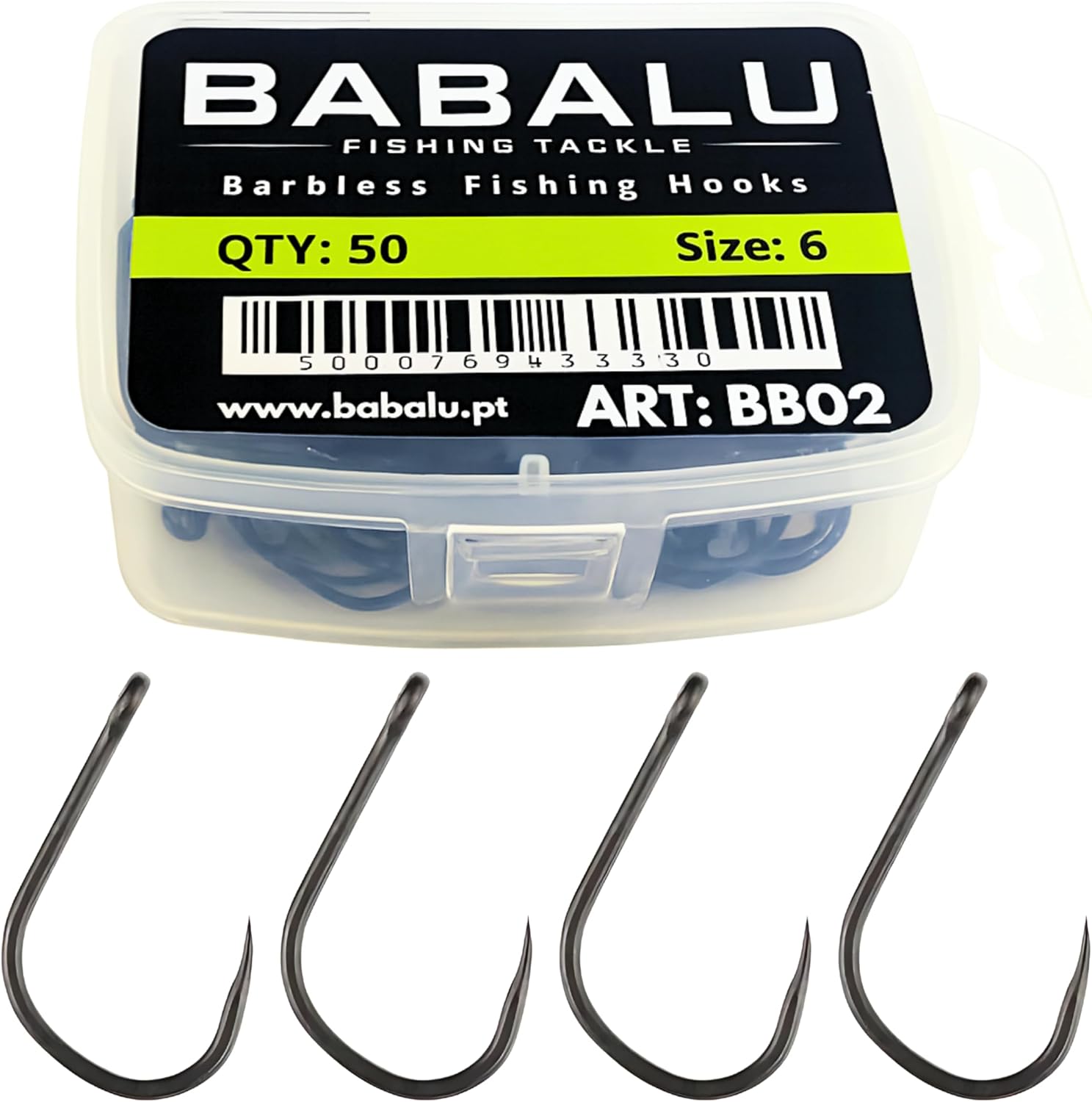 Anzuelos de Pesca sin Rebarba BB02-50 Unidades en Acero de Alto Carbono