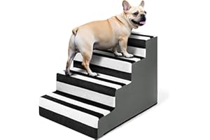 Pawk Hundetreppe Haustiertreppe, fürs mit abnehmbarem Bezug, 4 Stufen hochdichtem Schaumstoff für kleine Hunde und Katzen, rutschfeste Hunderampe mit Reißverschlussfunktion, 45 x 45 x 60 cm