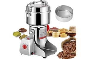 HOAPIN Molino de Cereales Eléctrico Molinillo de Hierba de Acero Inoxidable de Alta Velocidad Superfina para Hierba Café Grano Especias Condimentación (800g 3200W)