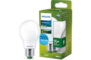 LED Ultra Efficient, Extremt energisnål klassisk ljuskälla, 75W, A60, E27, 4000 kelvin, frostat glas, 50.000 timmar l