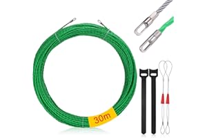 ‎ZOCIPRO Zocipro φ4,5mm/30m Kabeleinziehhilfe Einziehspirale Zugdraht, mit 2 Führungsfeder und 2 Kabelbinder,Einziehband Kabeleinzug Einziehhilfen in ideales Einzugsband zur Kabelverlegung Leerrohre, Grün