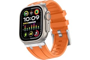HITZEE Pasek kompatybilny z Apple Watch Ultra 49 mm, 45 mm, 44 mm, 42 mm, płynny silikonowy pasek z paskiem adaptera ze stali nierdzewnej, zaprojektowany do Apple Watch Ultra 2, Ultra, Series 9, 8, 7,
