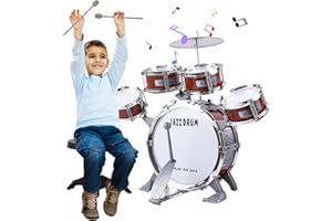 Verdantree Kit de Batterie pour Enfants, Batterie Enfant Instrument 5 Tambours avec Tabouret, Batterie Enfant Instrument de Musique éDucation PréCoce Cadeau de Noël Jouets pour 3-7 Ans
