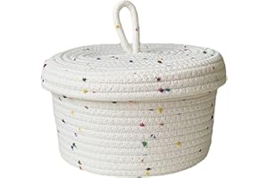 BLANKETSWARM Cestino in corda di cotone, cestino portaoggetti intrecciato a mano, piccolo cestino per organizzare graziosi cestini per regali, organizer per la cameretta dei bambini, soggiorno, decorazione per la