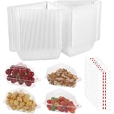 100 Individual Cake Boxes with Sealing Stickers, Clear Portion Containers for Cake, Sandwiches, Cheese, Cake, Salad